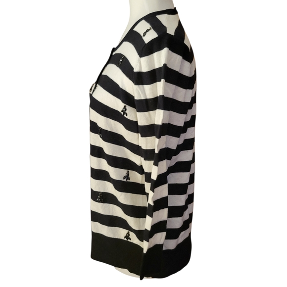 ANN TAYLOR EMBELLISHED STRIPED CARDIGAN SWEATER - Picture 5 of 8